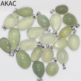 3pc Natural Green Prehnite Copper Pendant Set