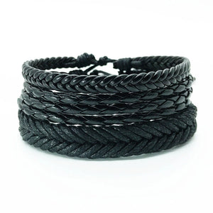 3pcs/set Vintage Punk Leather Bracelets Rope Woven Braided Men's Gift