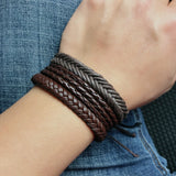 3pcs/set Vintage Punk Leather Bracelets Rope Woven Braided Men's Gift