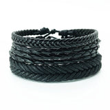 3pcs/set Vintage Punk Leather Bracelets Rope Woven Braided Men's Gift