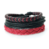3pcs/set Vintage Punk Leather Bracelets Rope Woven Braided Men's Gift