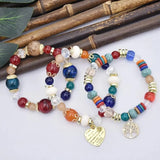 Bohemian Heart Star Charms Bracelet Elastic Multilayer Beaded Bracelets