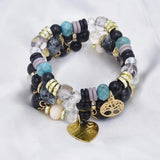 Bohemian Heart Star Charms Bracelet Elastic Multilayer Beaded Bracelets