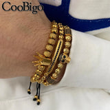 Crown Charm Bracelet Braided Rope CZ Zircon Skull Bracelet Men Jewelry