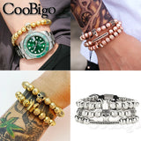 Crown Charm Bracelet Braided Rope CZ Zircon Skull Bracelet Men Jewelry