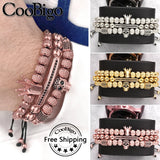 Crown Charm Bracelet Braided Rope CZ Zircon Skull Bracelet Men Jewelry