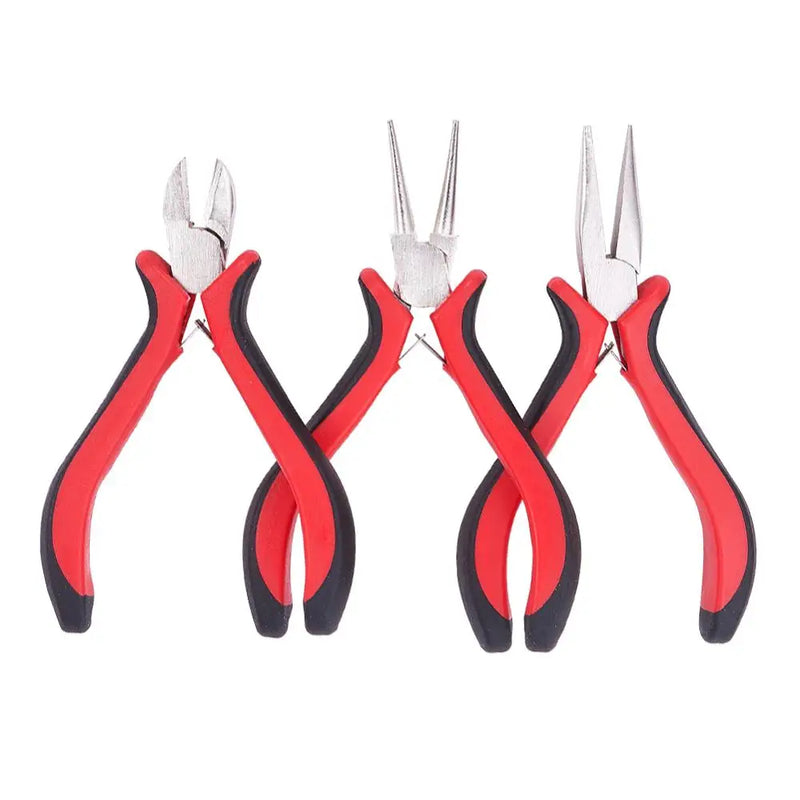 3pcs DIY Jewelry Tool Set Ferronickel Pliers Chain-Nose Round Nose Carbon Steel