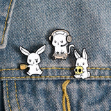 Enamel Pin Set Animal Dinosaur Rabbit Skull Heart Brooches