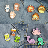 Enamel Pin Set Animal Dinosaur Rabbit Skull Heart Brooches