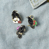 Enaml Pin Collection Goth Heart Anime Mountain Brooches Set