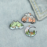 Enaml Pin Collection Goth Heart Anime Mountain Brooches Set