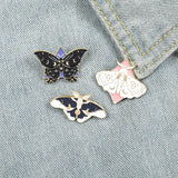 Enaml Pin Collection Goth Heart Anime Mountain Brooches Set