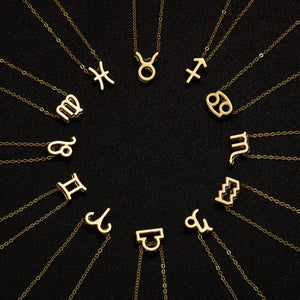12 Constellation Necklace For Women Zodiac Sign Horoscope Choker Couple Jewelry