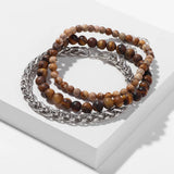3pcs Natural Stone Beaded Bracelets For Men Vintage Jewelry