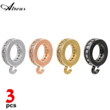 3pcs Plated Pave CZ Crystal Spacer Beads with Hooks for DIY Necklace Bracelet