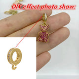 3pcs Plated Pave CZ Crystal Spacer Beads with Hooks for DIY Necklace Bracelet