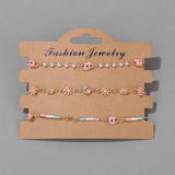 Boho Beads Chains Bracelet Colorful Pearl Crystal Beads Charm Bracelets