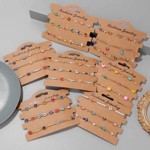 Boho Beads Chains Bracelet Colorful Pearl Crystal Beads Charm Bracelets