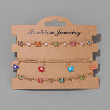 Boho Beads Chains Bracelet Colorful Pearl Crystal Beads Charm Bracelets