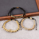 3pcs/set Braiding Bracelet Men Polished Crown Roman Numeral Bracelet Jewelry