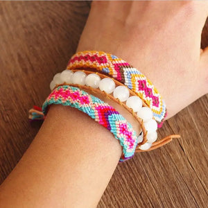 3pcs/set Ethnic Opal Strand Charm Bracelet Set