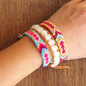 3pcs/set Ethnic Opal Strand Charm Bracelet Set