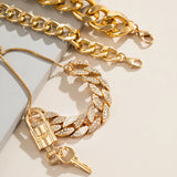 3pcs/set Lock And Key Bracelet Crystal Pendan...
