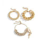 3pcs/set Lock And Key Bracelet Crystal Pendan...