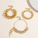 3pcs/set Lock And Key Bracelet Crystal Pendan...