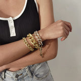 3pcs/set Lock And Key Bracelet Crystal Pendan...