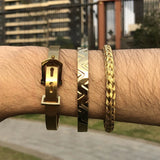 3pcs/set Stainless Steel Charm Cuff Bracelets For Men Women