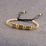 3pcs/set CZ Tube Ball Crown Charm Copper Bead Men Bracelets