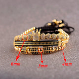 3pcs/set CZ Tube Ball Crown Charm Copper Bead Men Bracelets