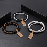 3pcs Natural Stone Bracelet 4mm Agates Turquoises Quartz Beads Elastic Bracelet