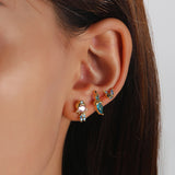 3pcs Colored Zircon 925 Silver Stud Earrings for Women Sweet Party Gift