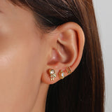 3pcs Colored Zircon 925 Silver Stud Earrings for Women Sweet Party Gift