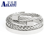 3pcs Roman Number Friendship Bangles Bracelet Set