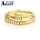 3pcs Roman Number Friendship Bangles Bracelet Set
