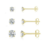 3pcs Silver Stud Earrings For Women Multi-size Piercing Aretes Moon Star Heart