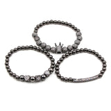 3pcs Royal Copper Crown CZ Charm Bracelets Men Pulseira Bileklik