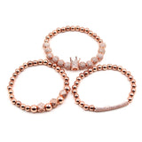 3pcs Royal Copper Crown CZ Charm Bracelets Men Pulseira Bileklik