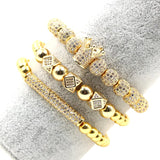 3pcs Royal Copper Crown CZ Charm Bracelets Men Pulseira Bileklik