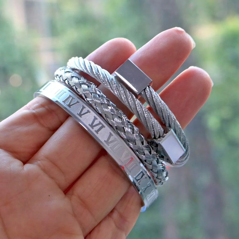 Royal Roman Love Bangle Bracelet Set