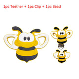 3pcs Silicone Teether Beads Clips Animals Baby Teething Necklace DIY