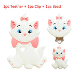 3pcs Silicone Teether Beads Clips Animals Baby Teething Necklace DIY