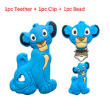 3pcs Silicone Teether Beads Clips Animals Baby Teething Necklace DIY