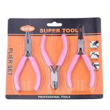3pcs Pink Jewelry Pliers Kit Wire Cutter Side Cutting Plier DIY Accessory