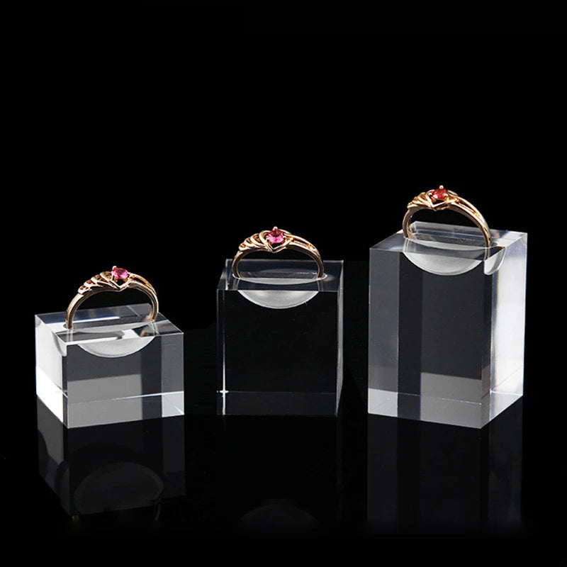 3pcs Top Acrylic Finger Ring Display Stand Holder Bague Showcase