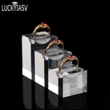 3pcs Top Acrylic Finger Ring Display Stand Holder Bague Showcase