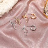 Vintage Silver Snake Clip Earrings Ear Cuffs Piercing Jewelry